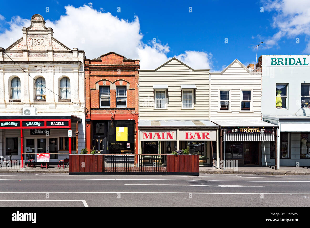 Ballarat Australia / Ballarat`s charmante Main Road Architektur. Stockfoto